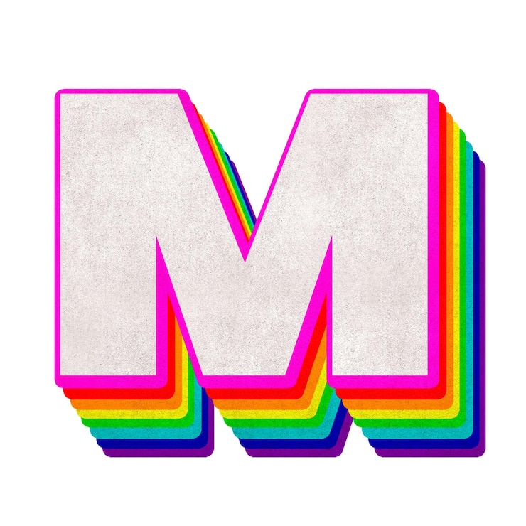 Foto png letter m regenboog typografie lgbt patroon