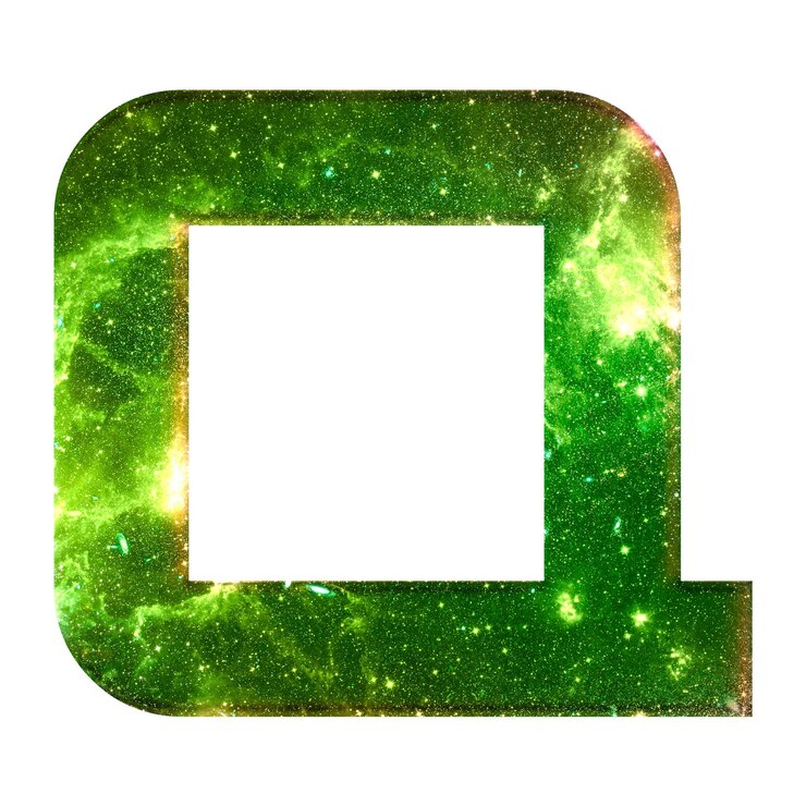 Photo png 字母 q 空間效應排版綠色字體