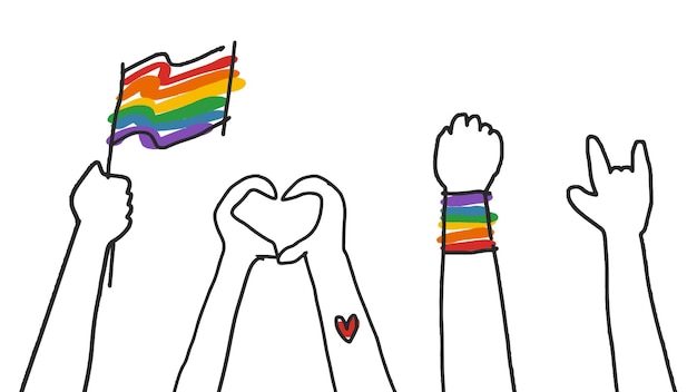 png lgbtq pride doodle hand drawn style