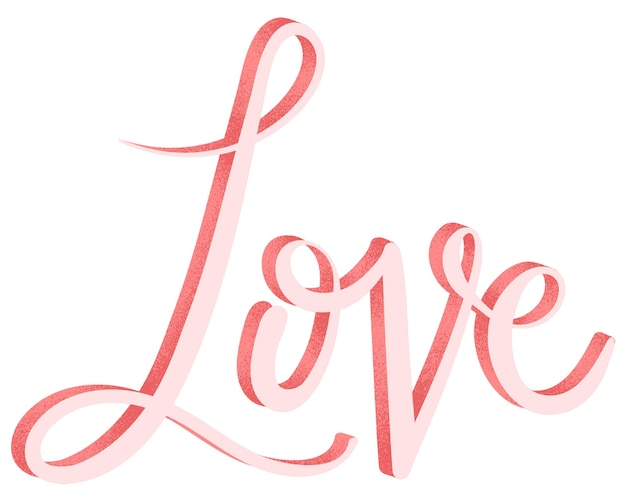 Png liefdeswoord kalligrafie perzik roze typografie