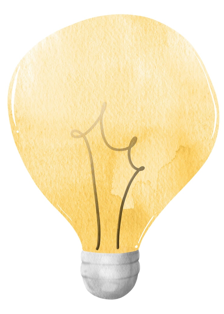 Photo png light bulb in watercolor design element