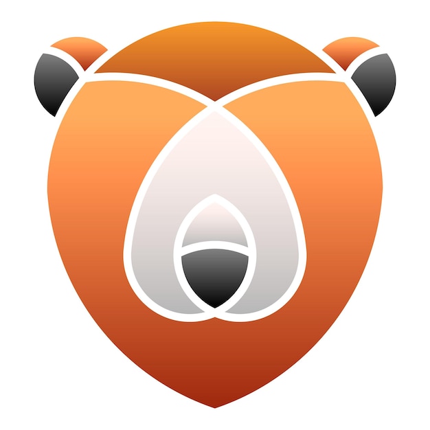 png linear illustration of a bears head element transparent background