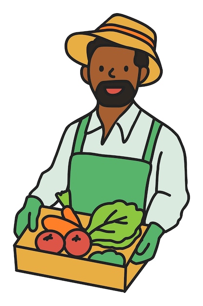 png male smart farmer selling organic produce sticker transparent background