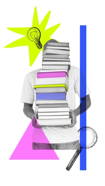 Png человек, держащий книгу стек наклейки образование прозрачный фон