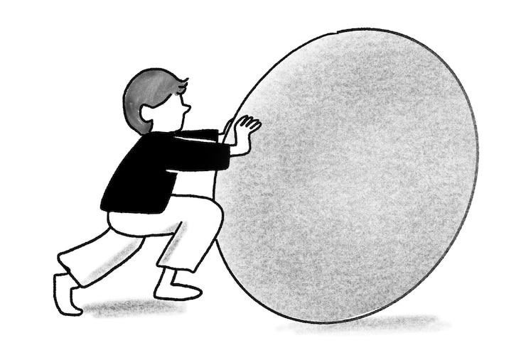 फोटो png man pushing obstacle mental health doodle illustration transparent background