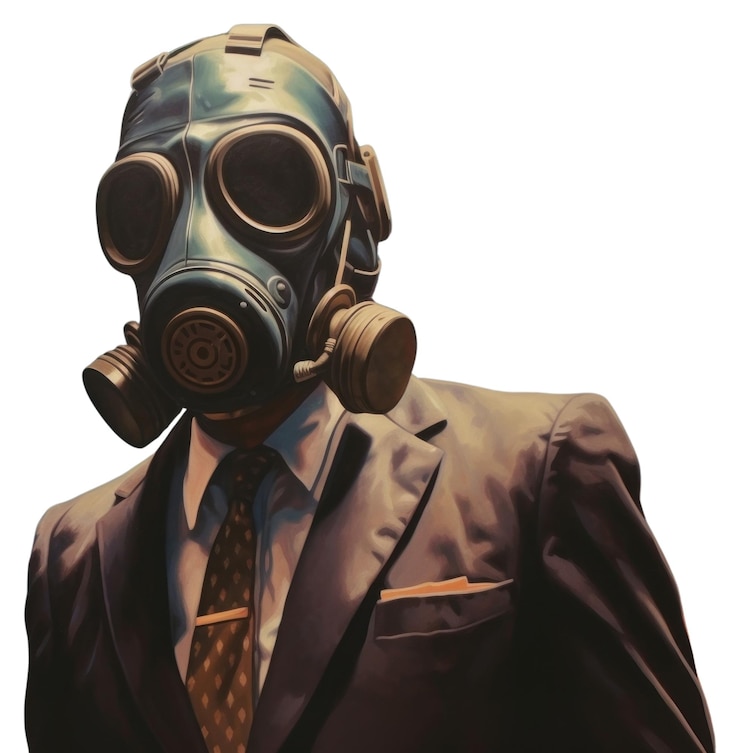 Photo png man in a suit wearing gas mask adult tie architecture