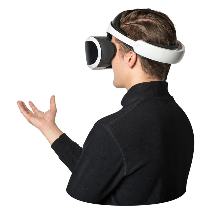 Фотография png-человек с наклейкой vr-гарнитуры на прозрачном фоне