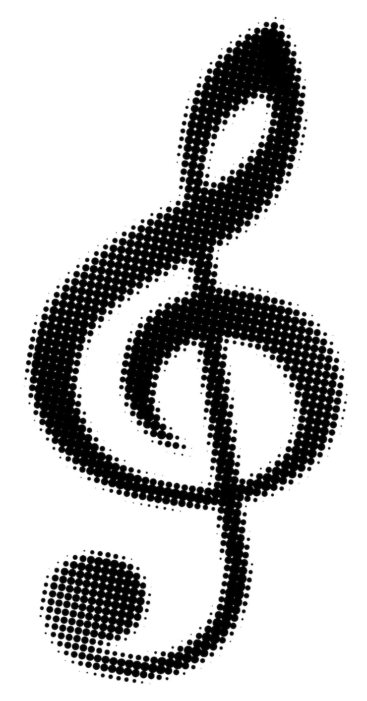 Foto png muzieknoot halftone ontwerp transparante achtergrond