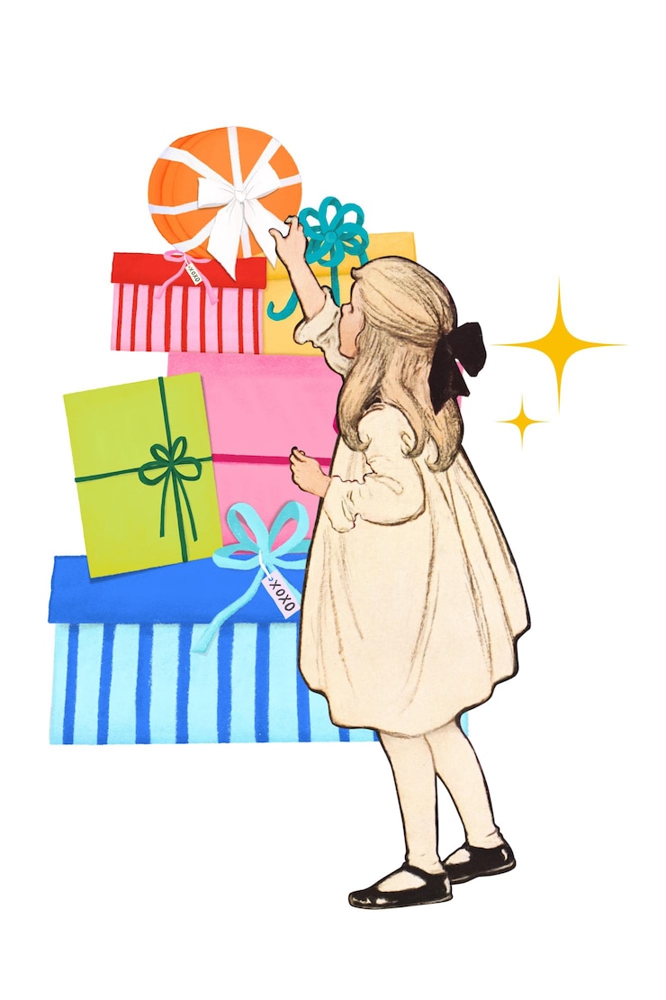 Photo png 新年プレゼント ヴィンテージの女の子のイラスト 透明な背景