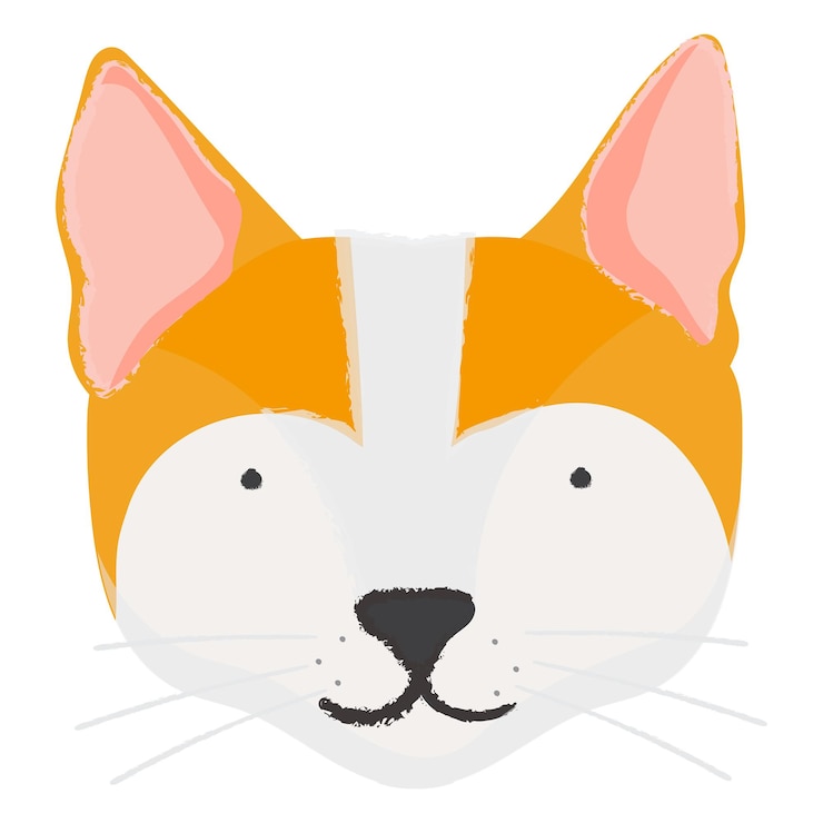 Photo png オレンジ色の猫の肖像画 手描きのステッカー 透明な背景