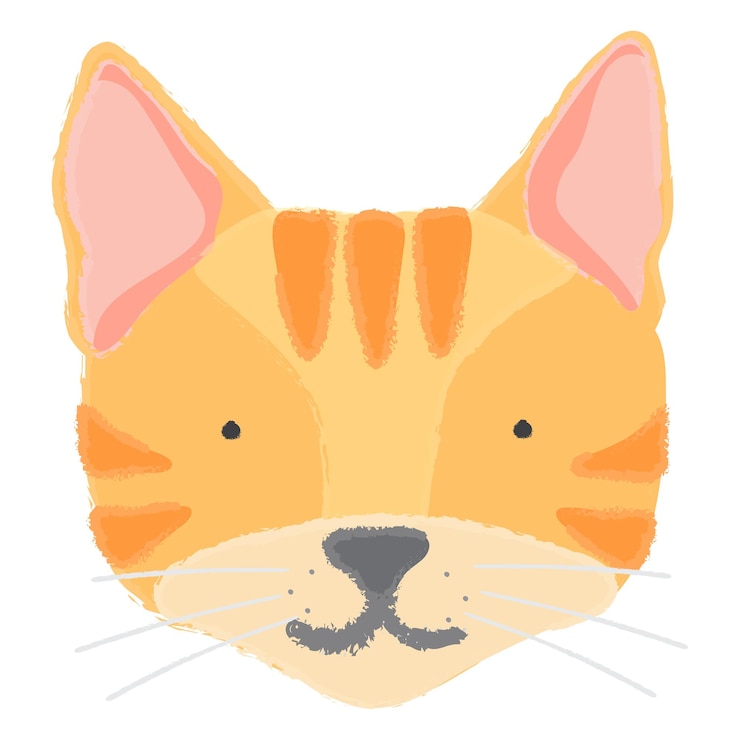 Photo png オレンジのストライプの猫の手描きのステッカー 透明な背景