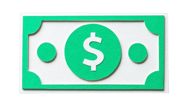 png paper craft art of a dollar bill collage element transparent background