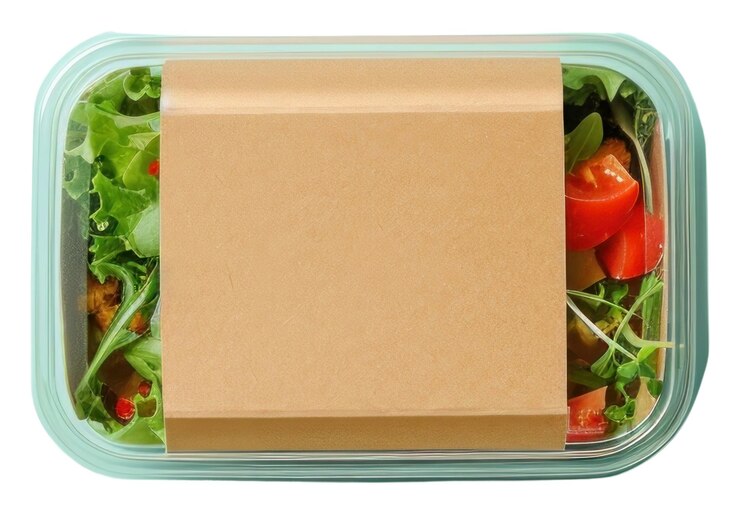 Photo 파푸아뉴 종이 lunchbox 포장 점심 식품 채소