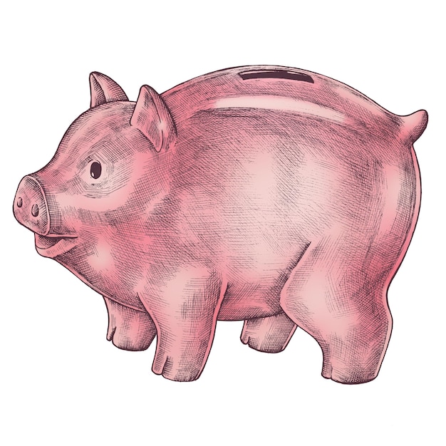 png piggy bank vintage clipart