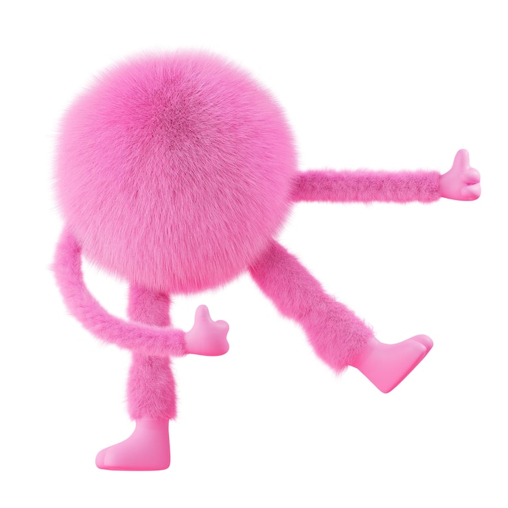 Photo png ピンク モンスター スティッカー 3d レンダリング 透明 背景