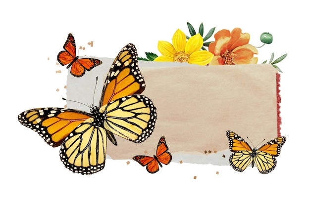 png ripped paper with monarch butterflies remix transparent background