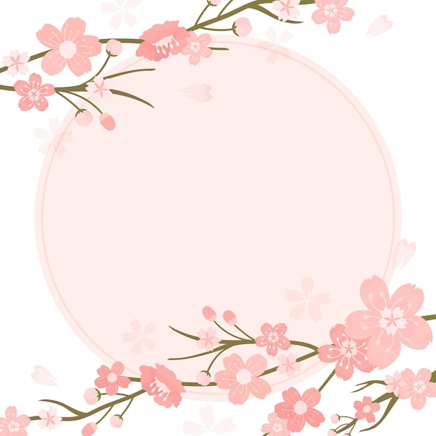 PNG roze bloemenrand Japanse kersenbloesem