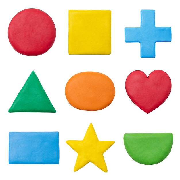 Png schattige geometrische vormen droge klei kleurrijke grafiek voor kinderen set