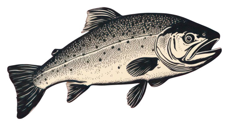 Photo png silkscreen of salmon fish animal nature trout