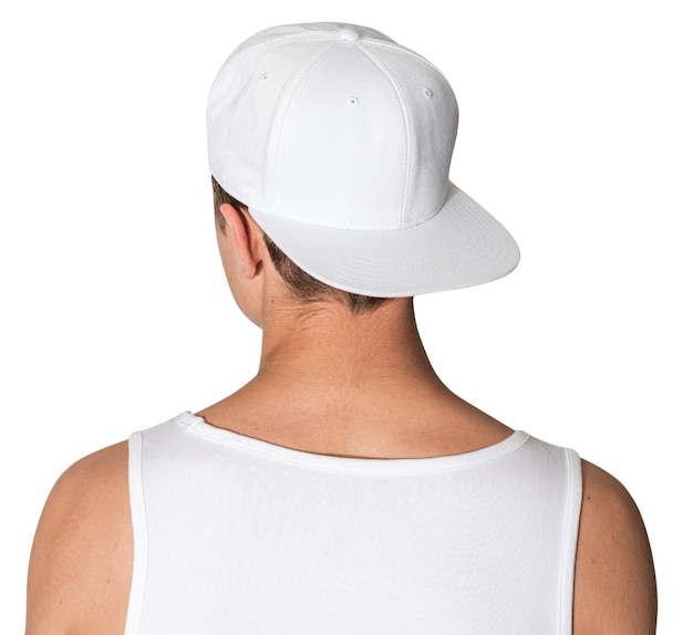 Png snapback cap mockup transparante straat mode shoot achteruitzicht