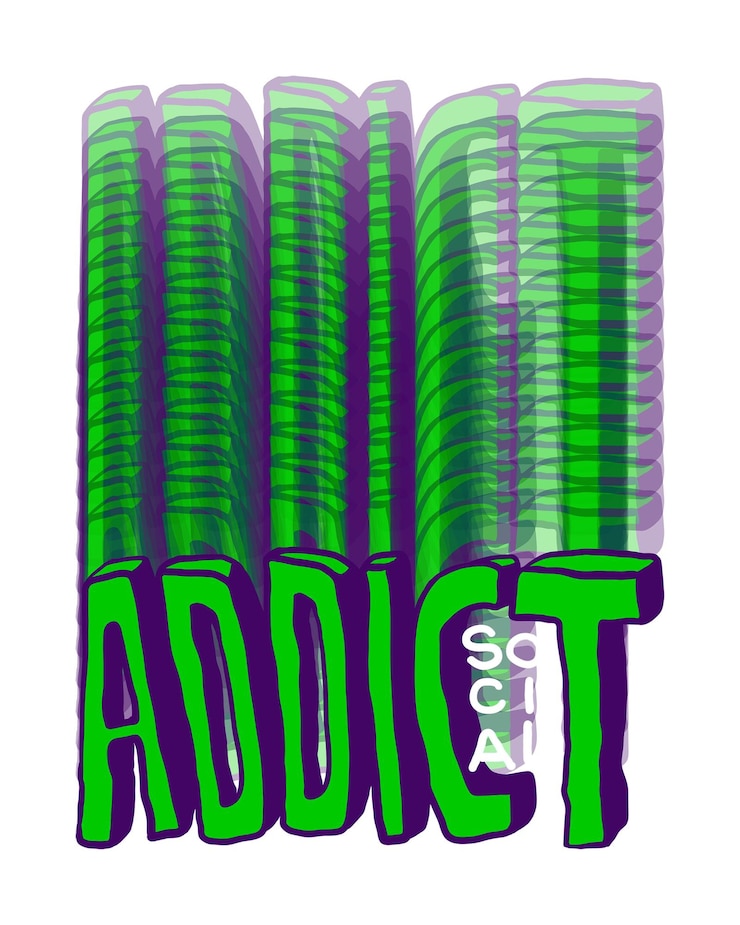 Foto png sociale media verslaafde typografie groene dagboek sticker