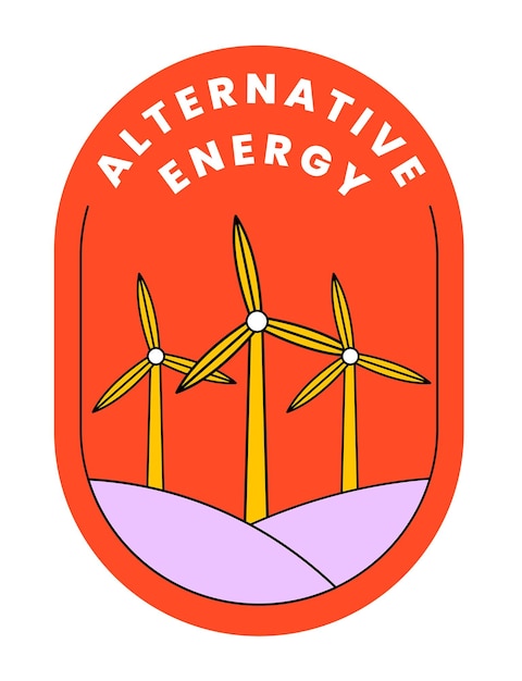 Png-sticker alternatieve energie met illustratie van windturbine