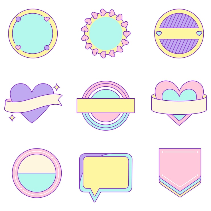 Photo png sticker in cute pastel set illustration