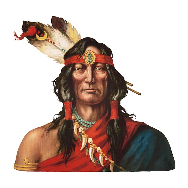 png sticker native american man portrait on transparent background remastered by rawpixel