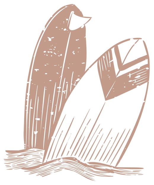 png surfboard linocut on transparent background