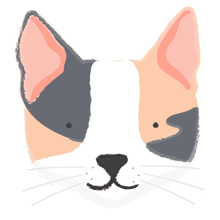 Photo 透明な背景で手で描かれた三色の猫のステッカー