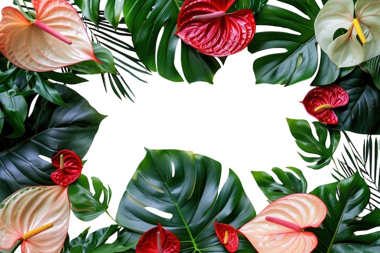 Photo png tropical anthurium leaves background