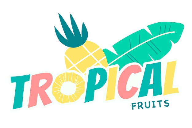 png tropical fruit word element transparent background
