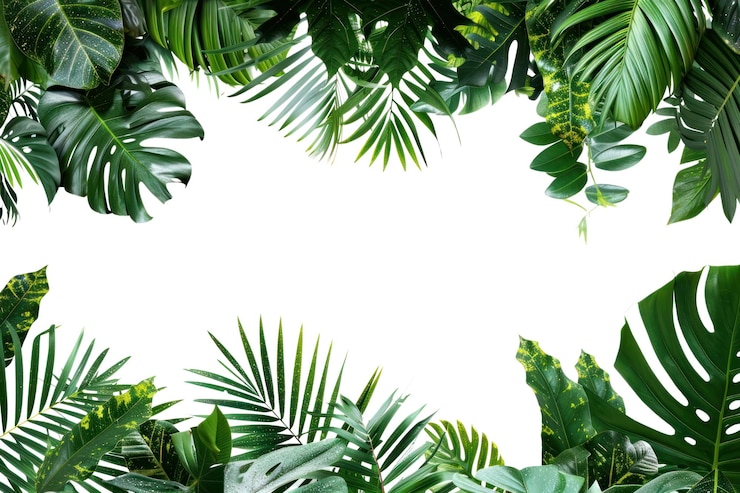 Photo png tropical leaves border frame background