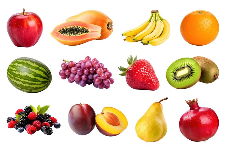 Photo png various fruit food element set transparent background