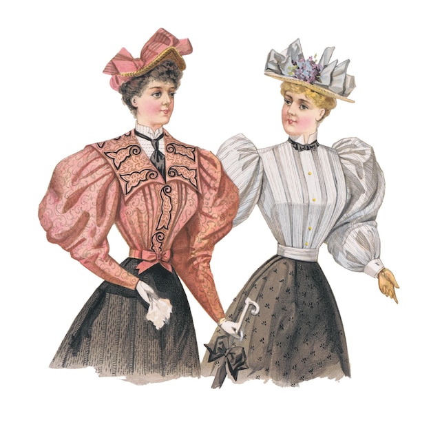 PNG Victorian women vintage fashion illustration transparent background Remixed by rawpixel