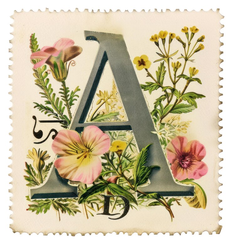 Foto png vintage alfabet een postzegel