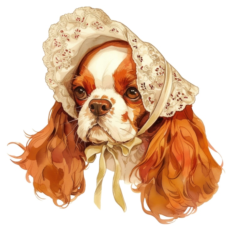 Photo png vintage dog illustration with bonnet