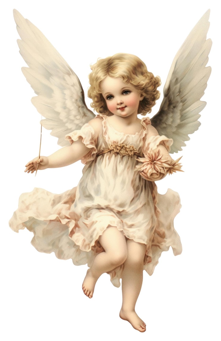 Photo png vintage fairy cherub flying angel doll toy