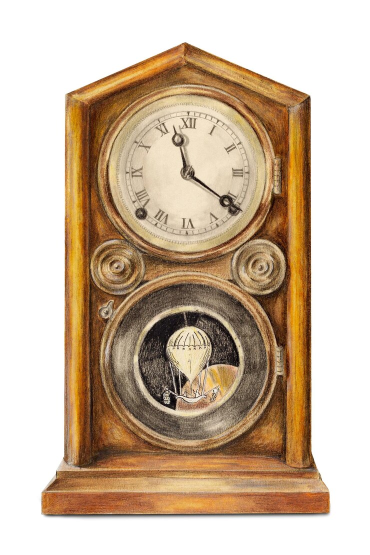 Foto png vintage schoorsteenklok sticker doorzichtige achtergrond