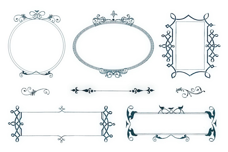 Foto png vintage victoriaanse frame en border ornament collectie remix van the model book of calligraphy joris hoefnagel en georg bocskay