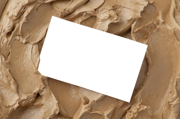 Png visitekaartje mockup op bruine mocha frosting textuur