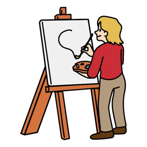 Png vrouw schilderen doodle doorzichtige achtergrond