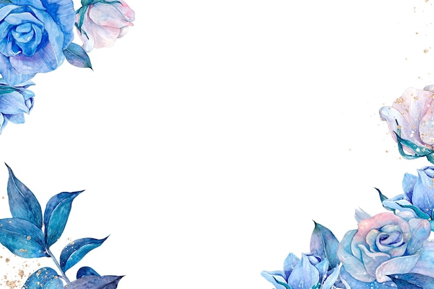 PNG アクアカラーの植物学的なフレームイラスト