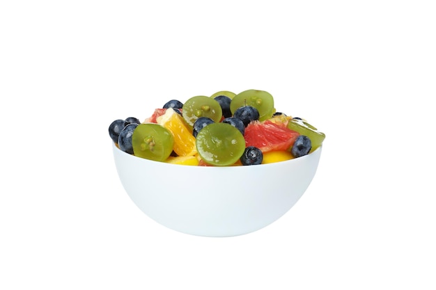 PNG white plate with fruit salad isolated on white background