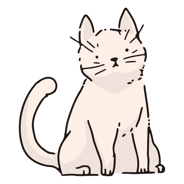 Png witte kat doodle sticker doorzichtige achtergrond