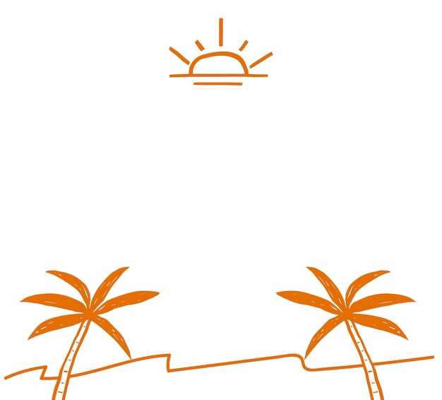 Png zomer zonsondergang grens met palmbomen doodle clipart