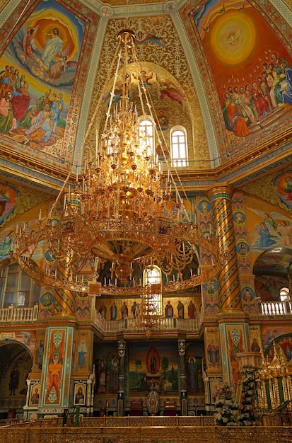 Pochayiv Ukraine  interior decoration of the cathedral in the Pochaev Lavra Interior of Holy Dormition Pochayiv Lavra Ukraine May 2021