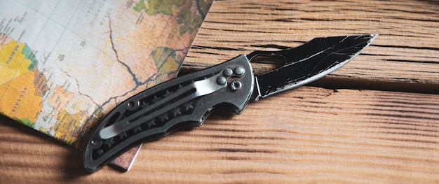 Pocket knife with map