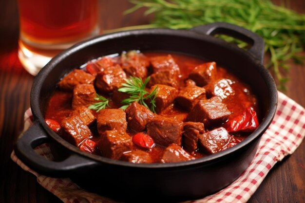 Photo pocket of small tender rib meat pieces in sauce