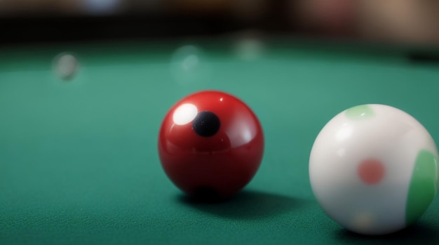 Pocketed precision billiard ball in pocket closeup with soft focus flourish